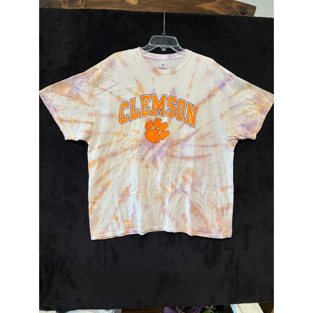 Fanatics T-Shirt Mens 2XL Clemson Tigers Orange Purple Tie Dye Graphic 2XL